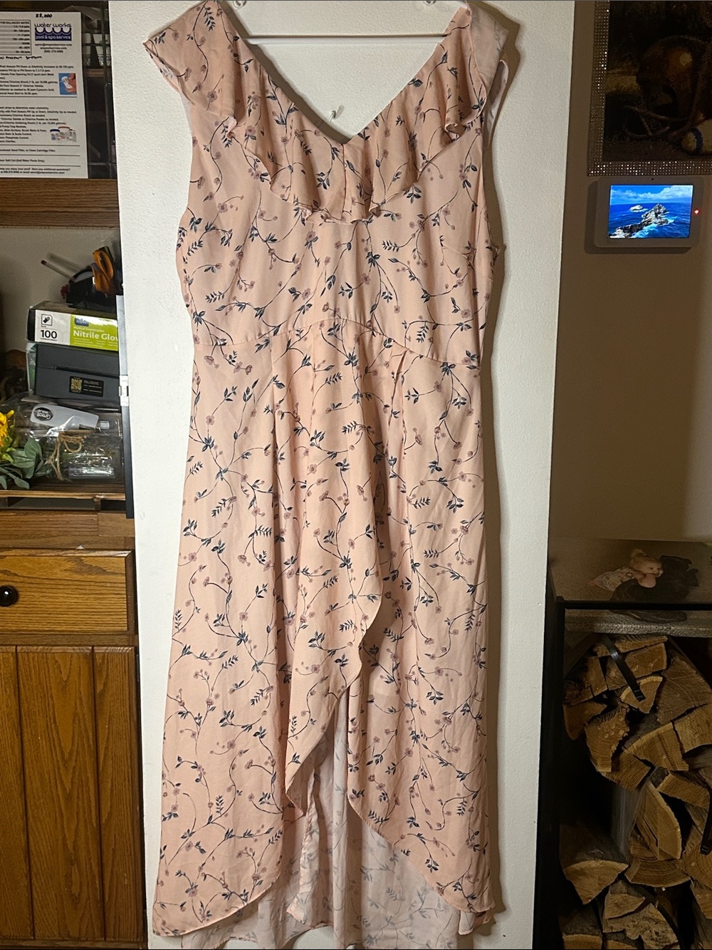 J.O.A. Light Pink Floral Lined Dress